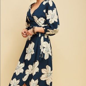 Navy Floral Wrap Dress